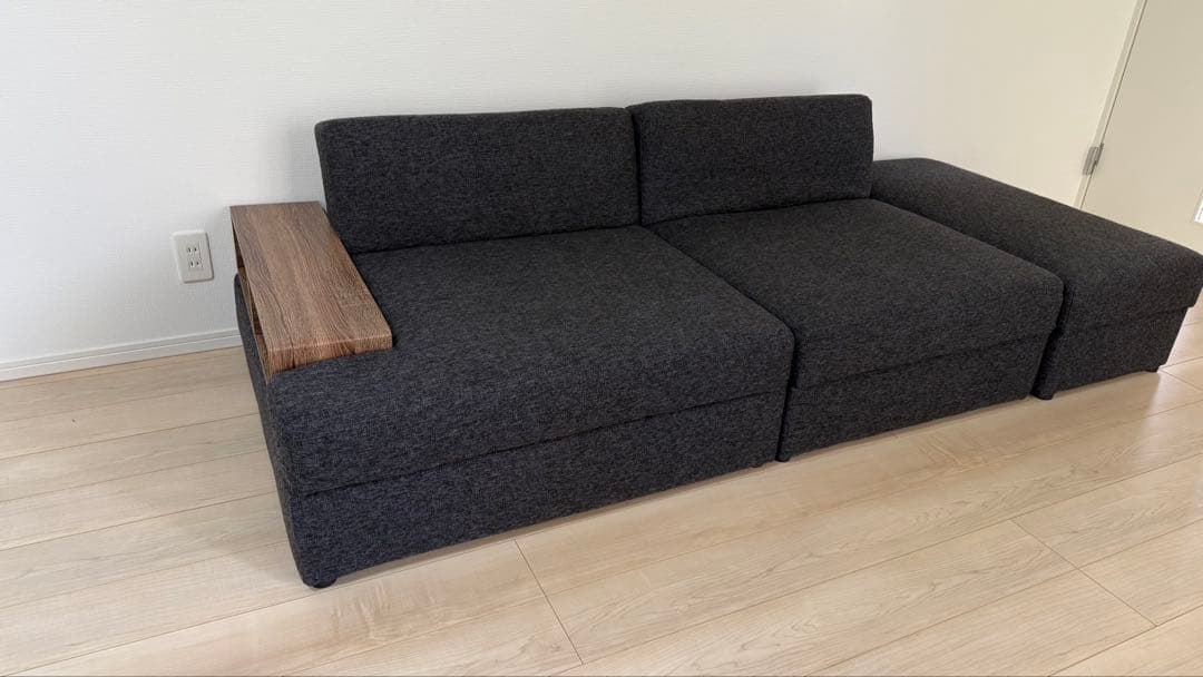 LOWYA ロウヤ ソファ リクライニング 座面下収納 3人掛け ベッド グレー