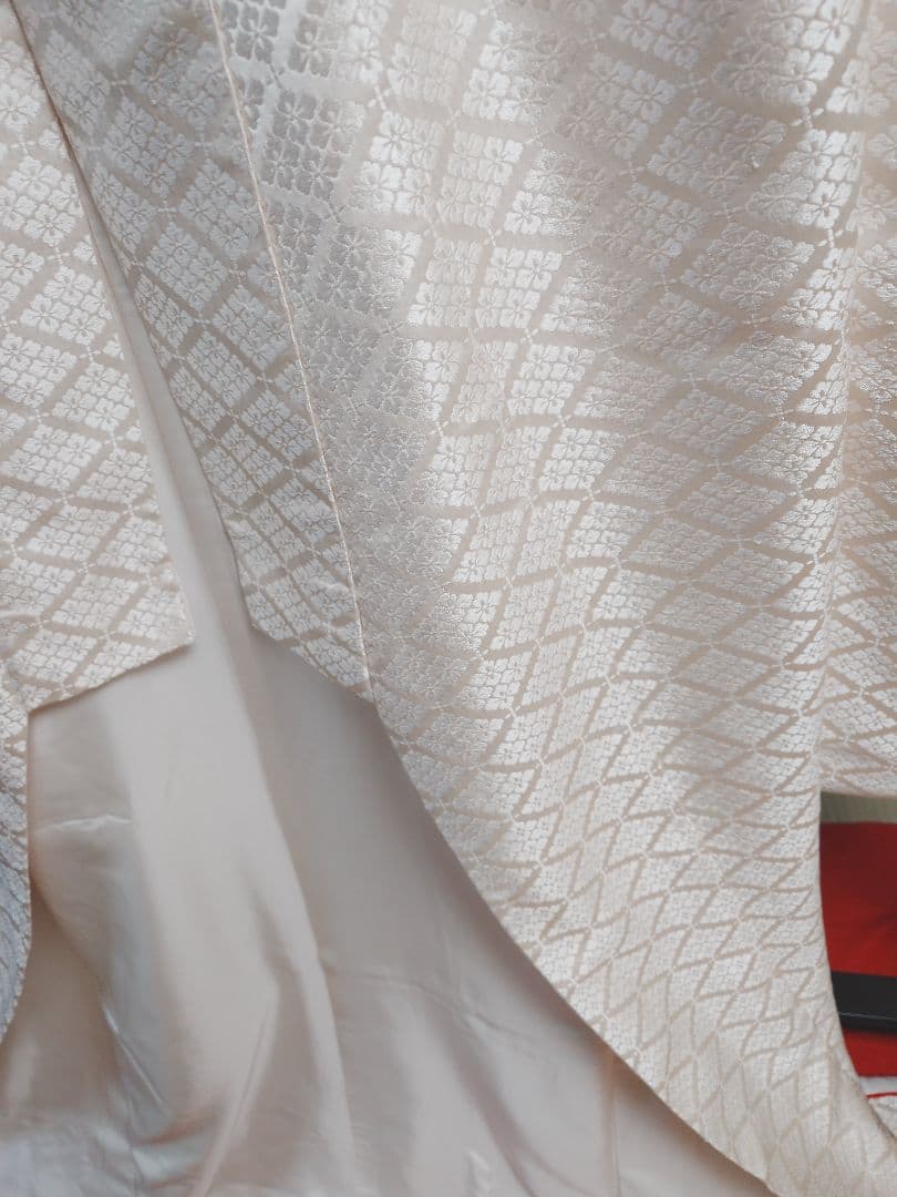 白無垢 絹製 格子模様唐織