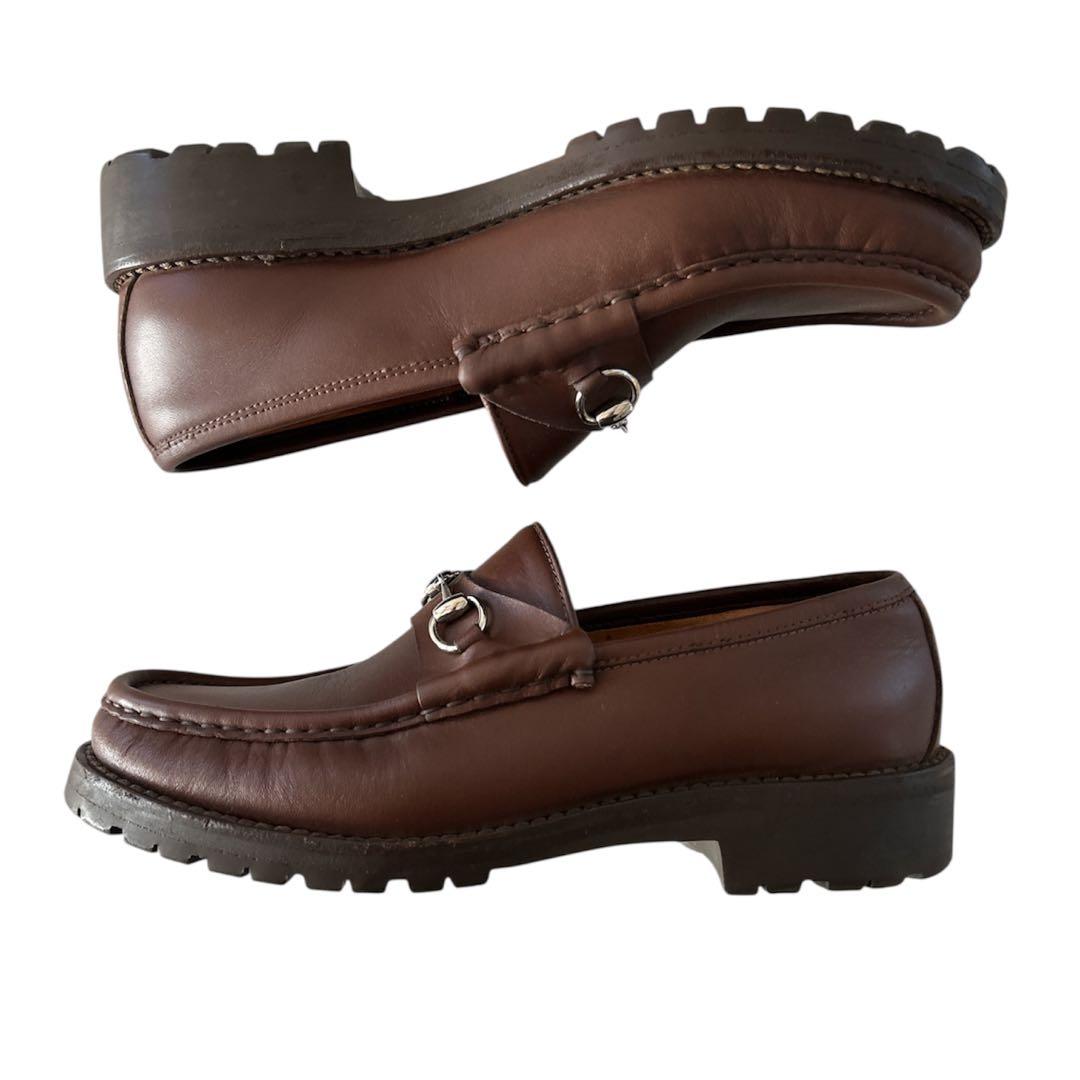 グッチ　ビットローファー　レザー　ブラウン