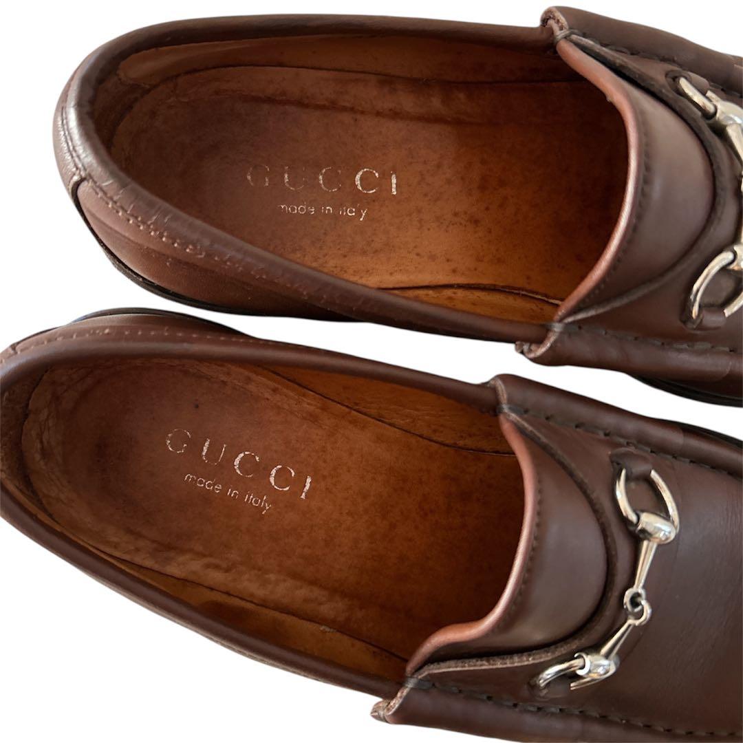 グッチ　ビットローファー　レザー　ブラウン