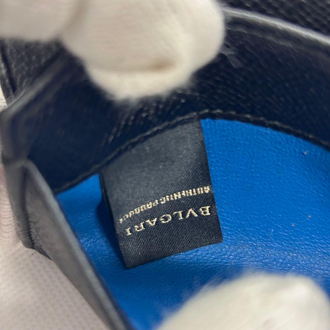 【極美品】ブルガリ カードケース 名刺入れ 小銭入ブラックレザー