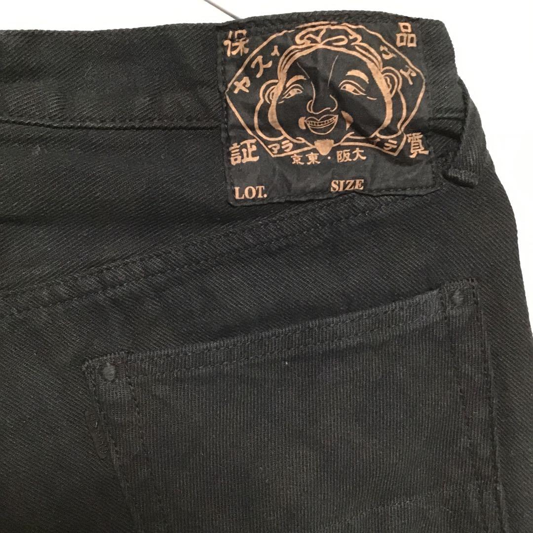 エヴィスEVISU 5500 あと染めブラックデニムパンツ