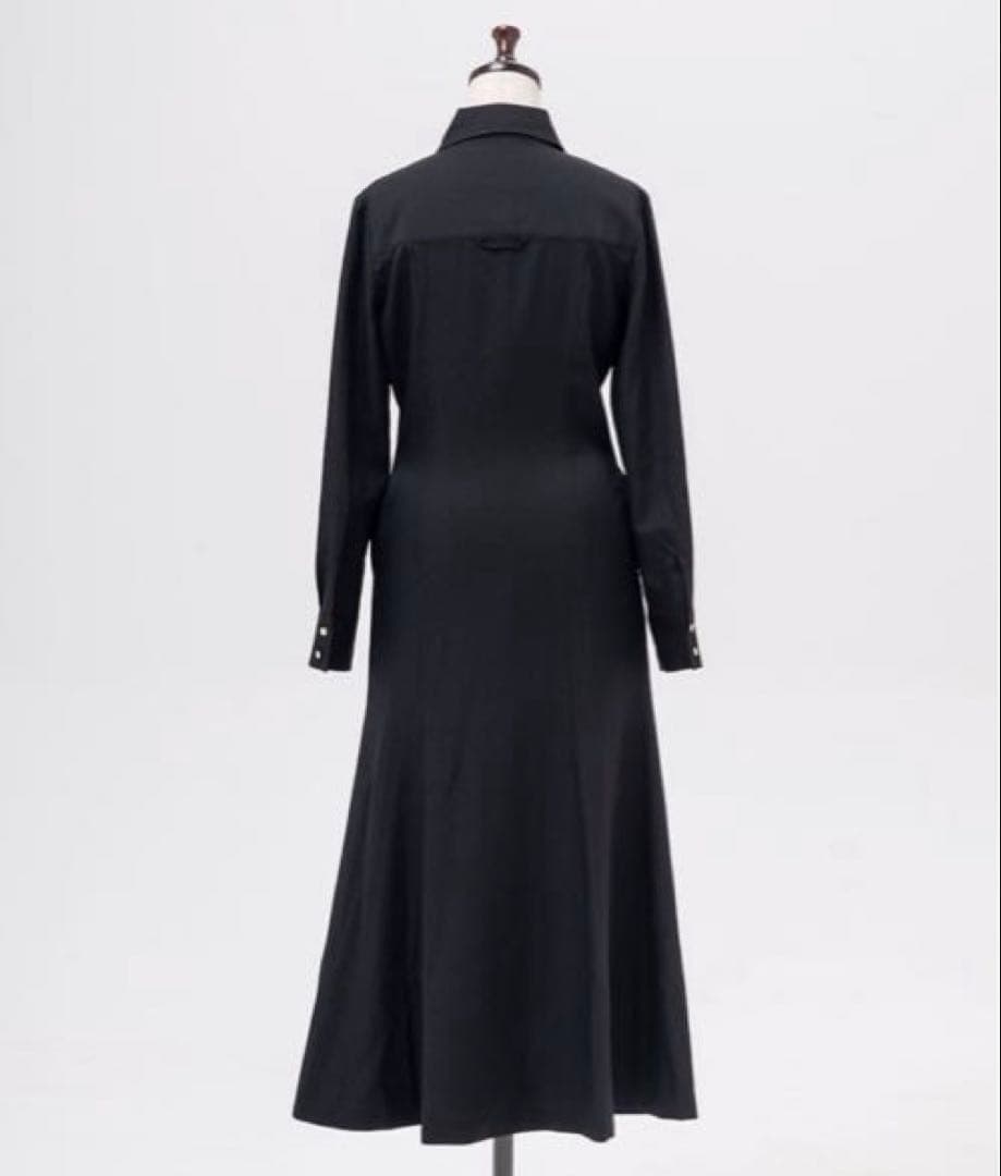 美品✨黒 ジョーゼット美ラインシャツワンピース S セレモニー入学卒業