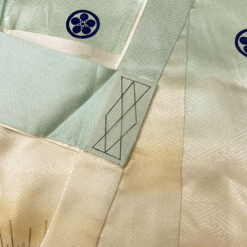 409ay30◎お宮参り 男児 祝い着 着物 掛け着 鶴松 長襦袢付◎美品