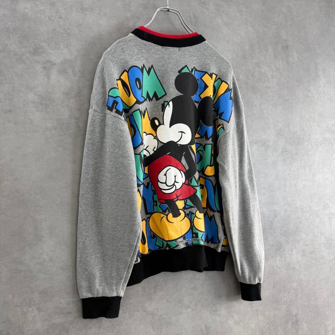 90s ヴィンテージ Disney ミッキー スウェットシャツ S相当 グレー