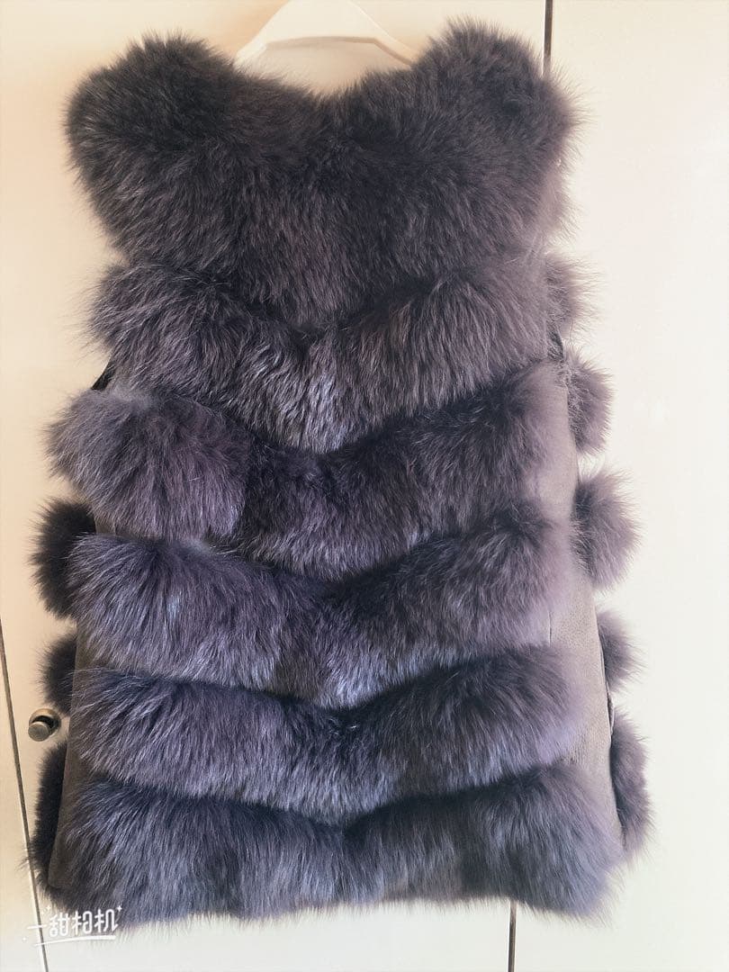 リアルフォックスFOX ファーハーフベスト　グレー　Lサイズ　新同美品