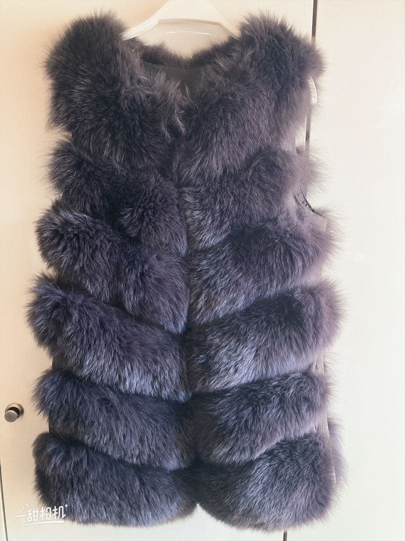 リアルフォックスFOX ファーハーフベスト　グレー　Lサイズ　新同美品