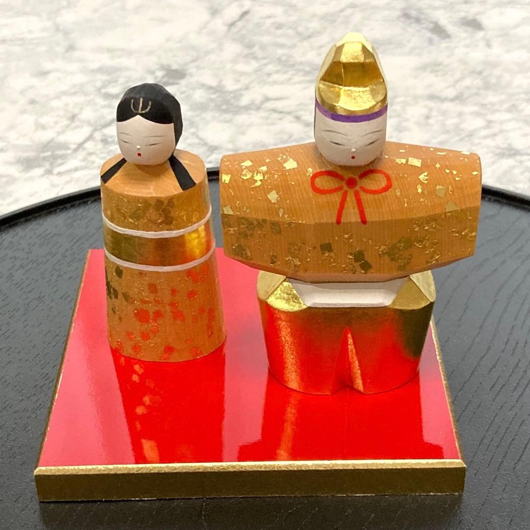 一刀彫 南雲 雛人形 ミニ雛人形 春 台座付き　ひな祭り 置物 インテリア