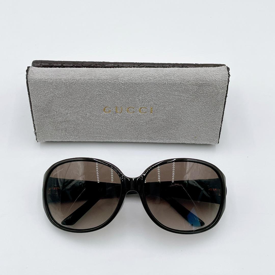 GUCCI サングラス マイクロGG 筆記体ロゴ ブラック ゴールド m536