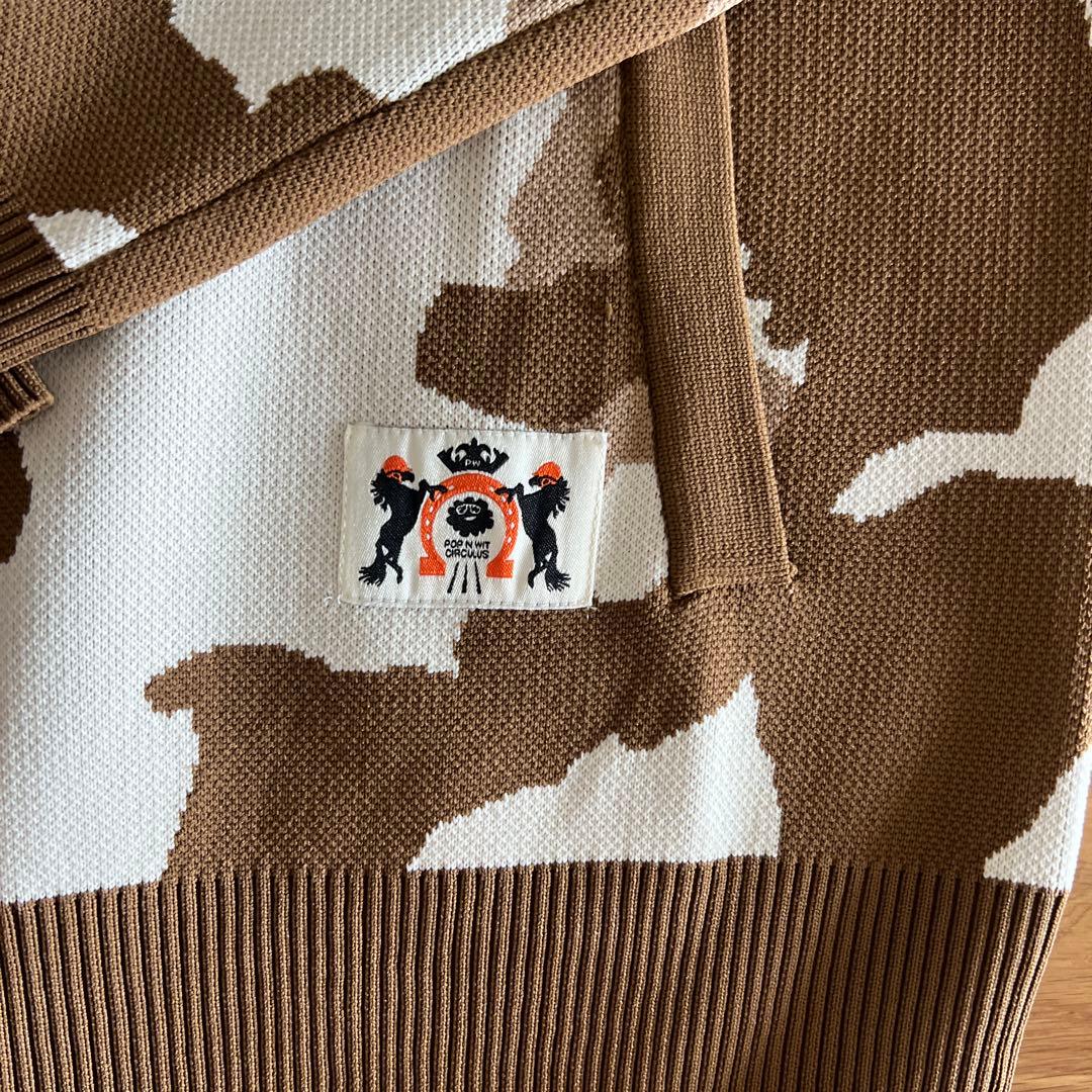 PW CIRCULUS 【WOMEN】ピント柄 ジップアップニットフーディ