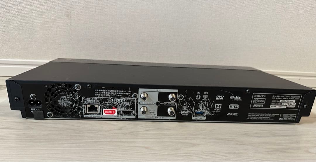 SONY ブルーレイレコーダー 4K放送対応　ジャンク品