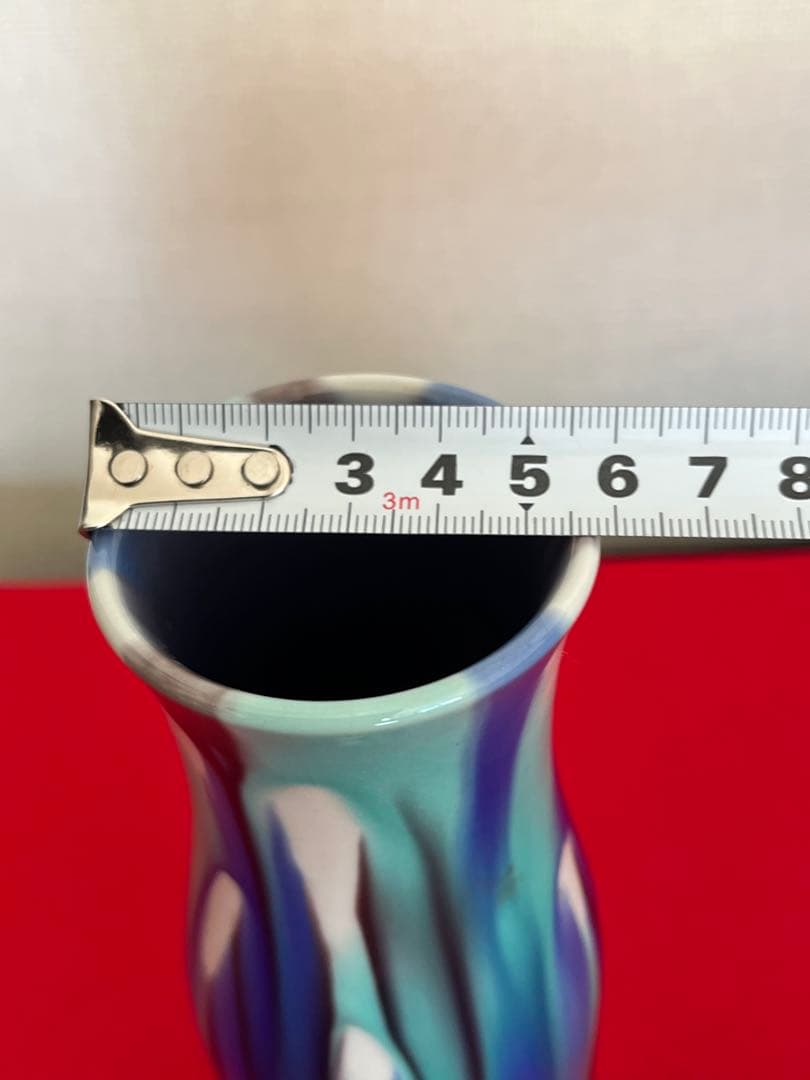 人間国宝 三代 徳田八十吉 彩釉 花入 管理T293 共箱 共布 陶歴付