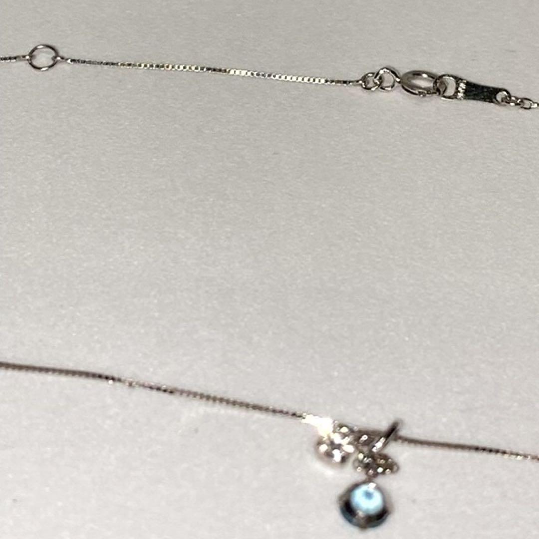 K14WG ホワイトゴールド ネックレス ブルートパーズ（トップK10）/601