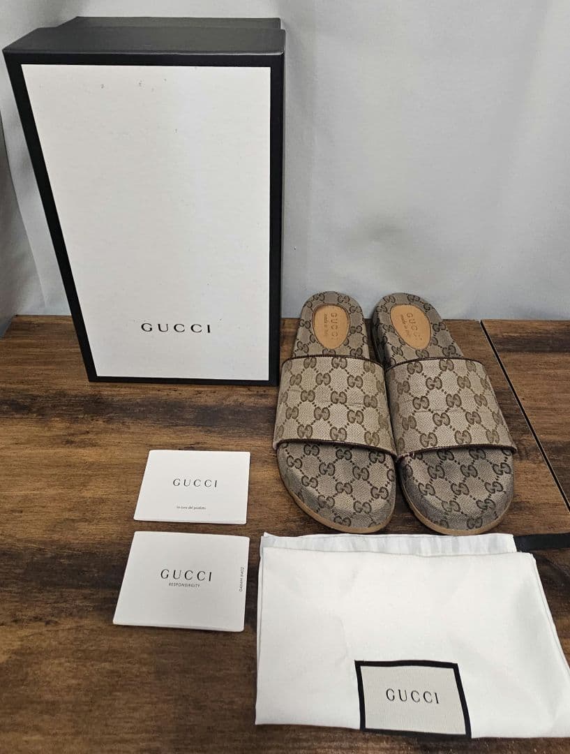 GUCCI グッチ　厚底　サンダル　エボニー　GG柄　キャンバス　メンズ　極美品