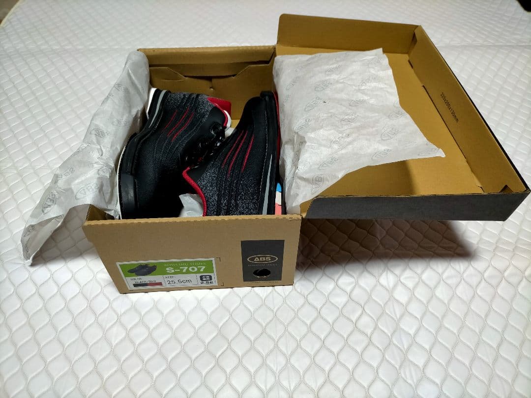 ABS S-707 ボウリングシューズ ブラック/レッド 25.5cm2.5E幅