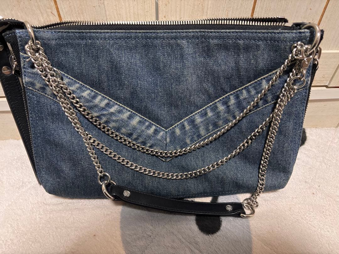 DIESEL デニム フリル クラッチバッグ