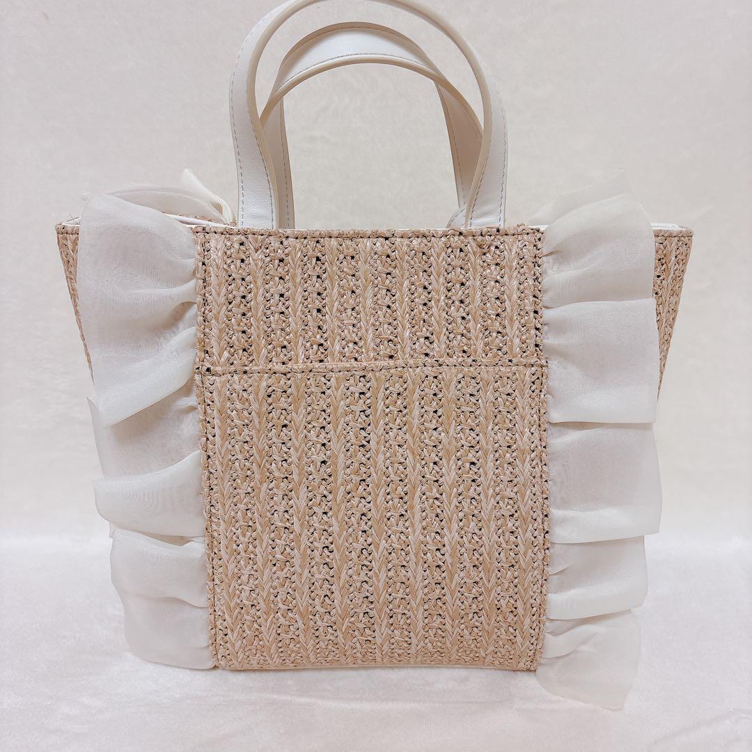 DIANA フリル かごバッグ ホワイト