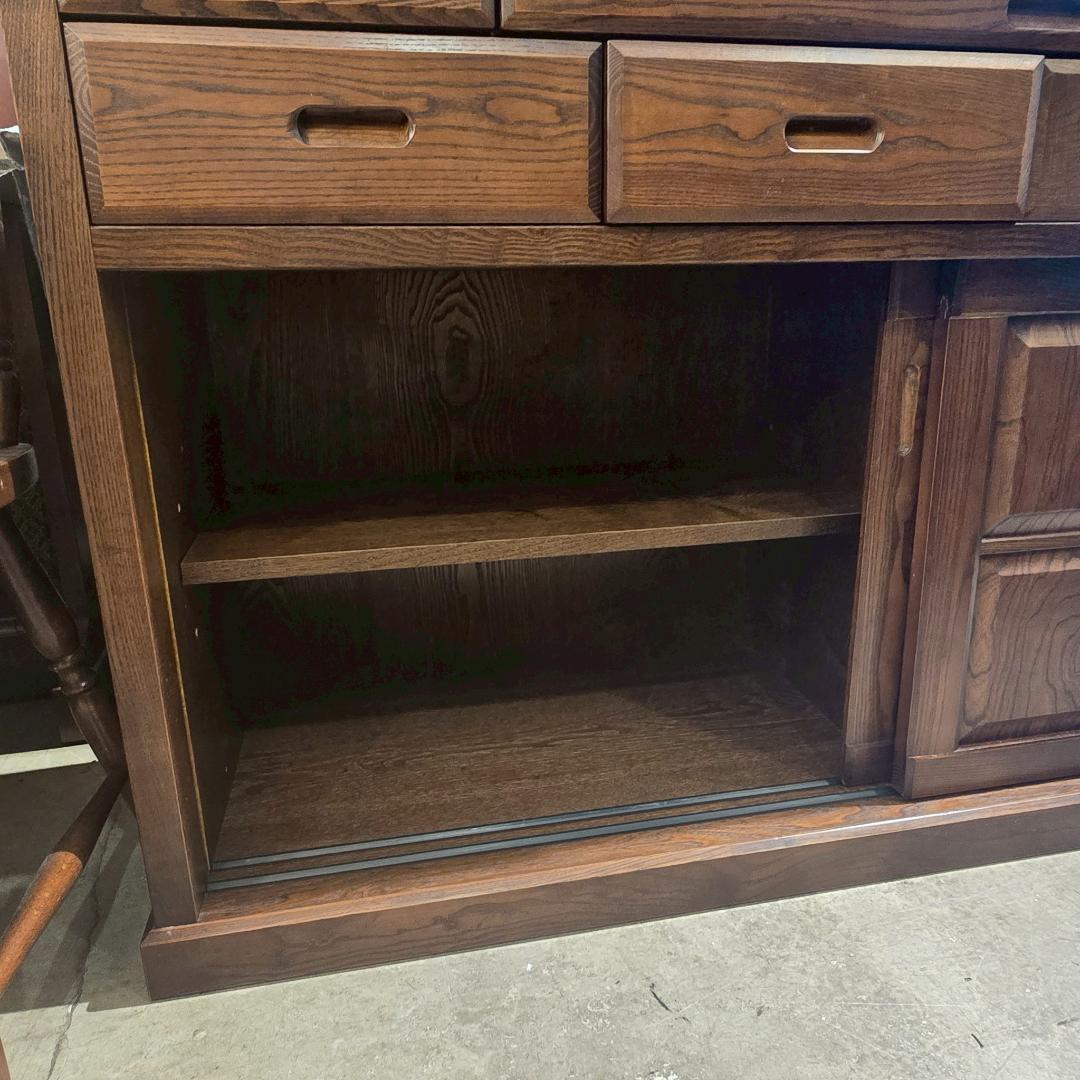 【高級】 無垢材 食器棚 引き戸 幅148㎝ カップボード 収納棚 和風 民芸