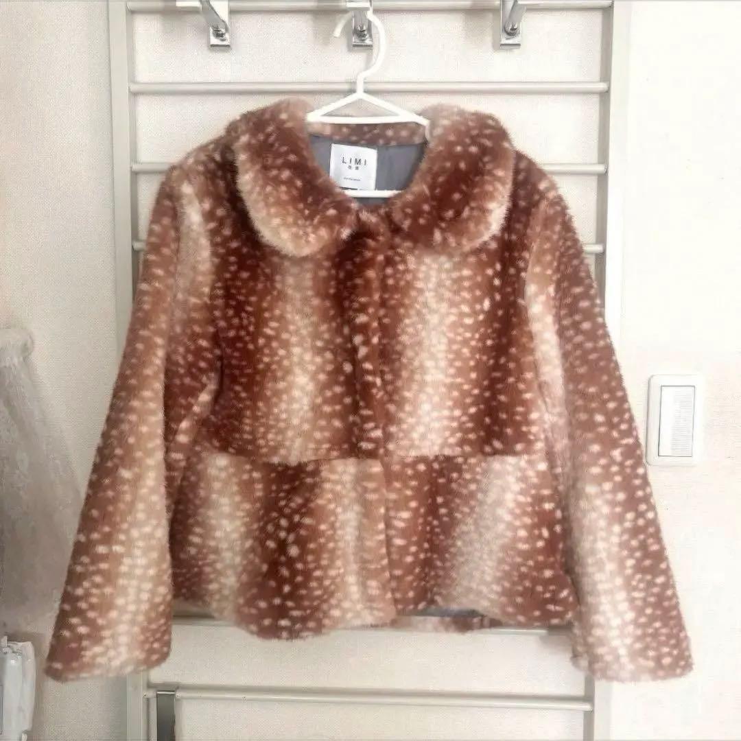 ファーコート バンビ柄 ショート丈