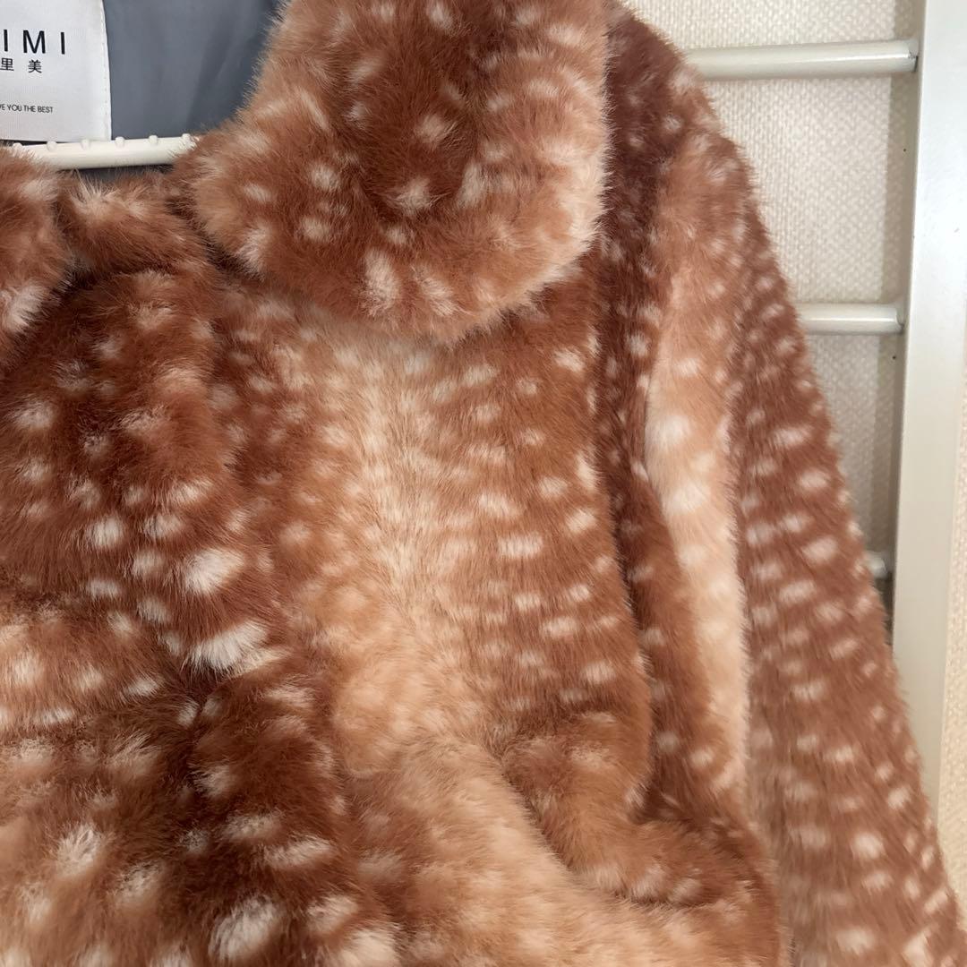 ファーコート バンビ柄 ショート丈