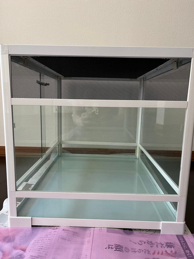 SANKO ガラスケージ 中型 ホワイト60.5×45.5×45.2