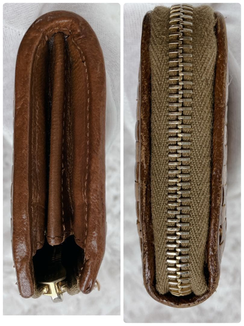 おやじ プラダ 編み込み イントレチャート レザー L字ファスナー