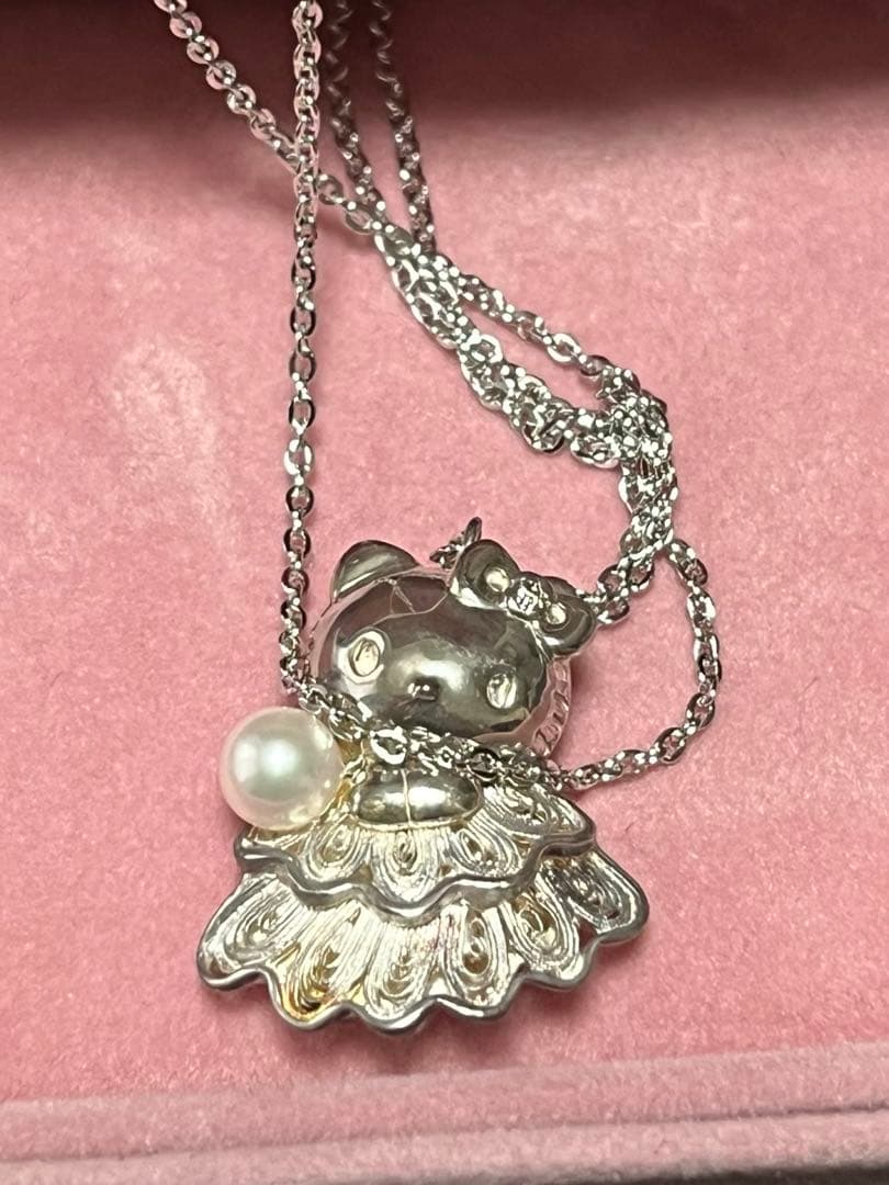 【希少】ハローキティネックレス　限定品　純銀平戸細工　本真珠ダイヤモンド