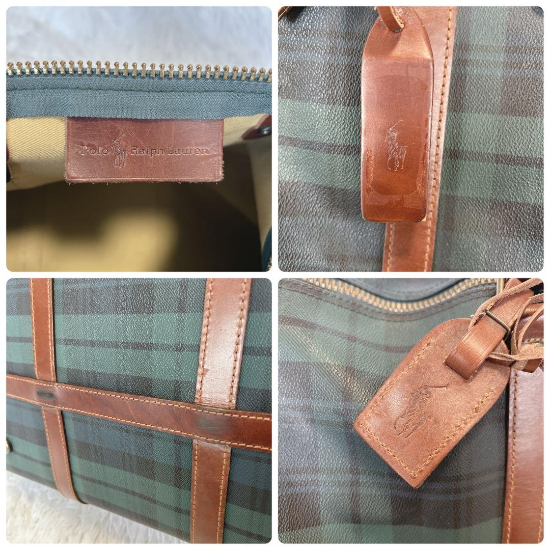 ポロ ラルフローレン ボストンバッグ ブラックウォッチ PVC レザー 希少