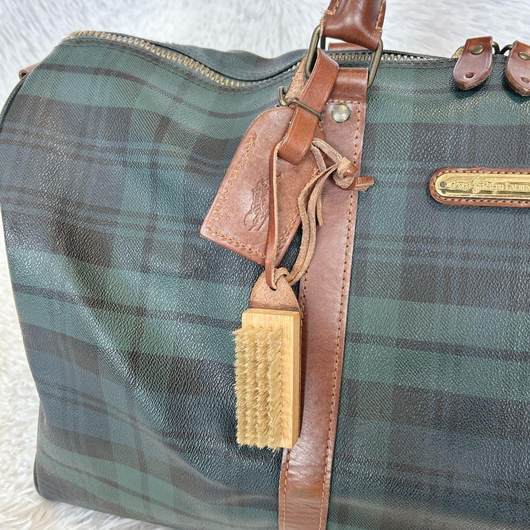 ポロ ラルフローレン ボストンバッグ ブラックウォッチ PVC レザー 希少