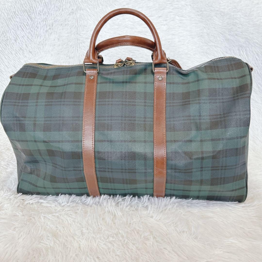 ポロ ラルフローレン ボストンバッグ ブラックウォッチ PVC レザー 希少