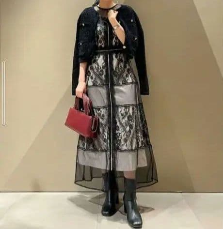 FRAY I.D❤️コンビネーションレースドレスsize1