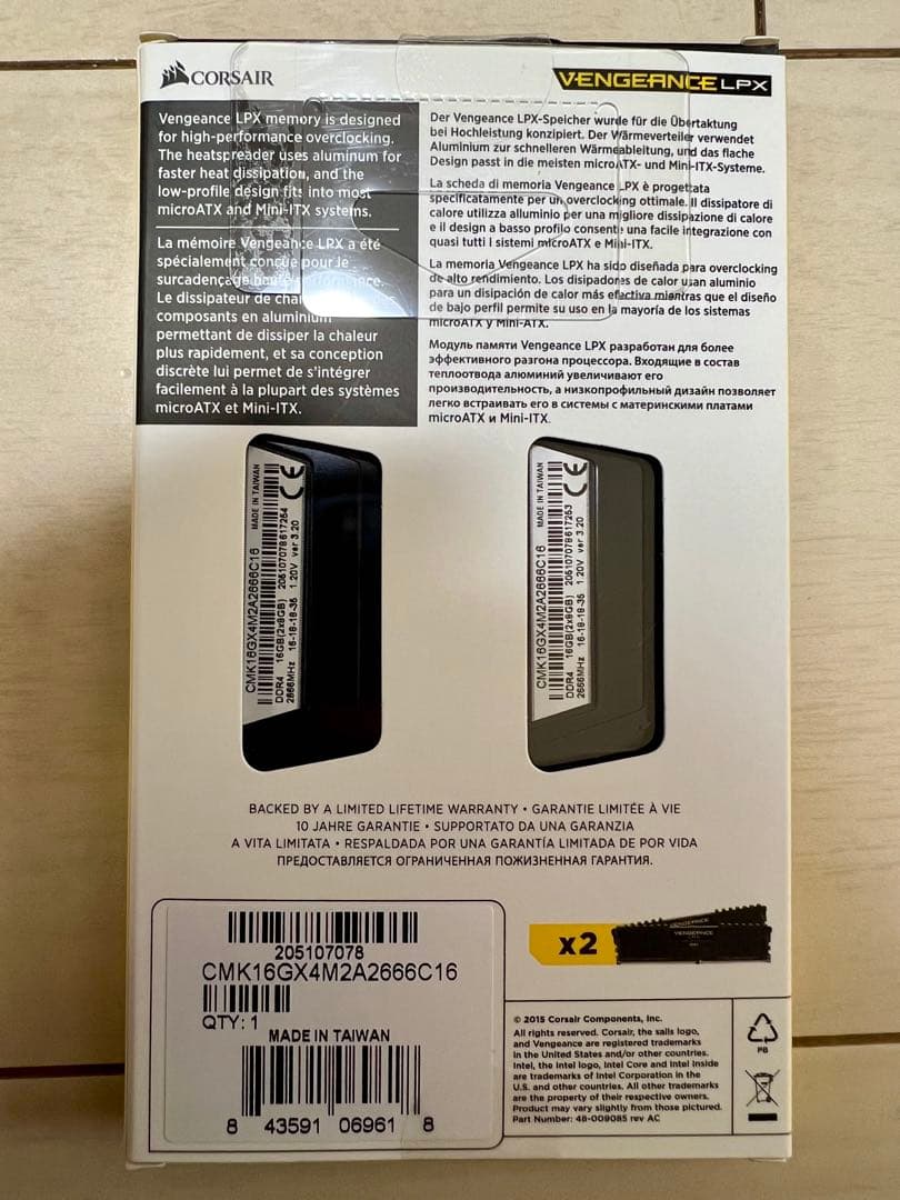 CORSAIR LPX DDR4 2666 16GB メモリ (8GB*2)