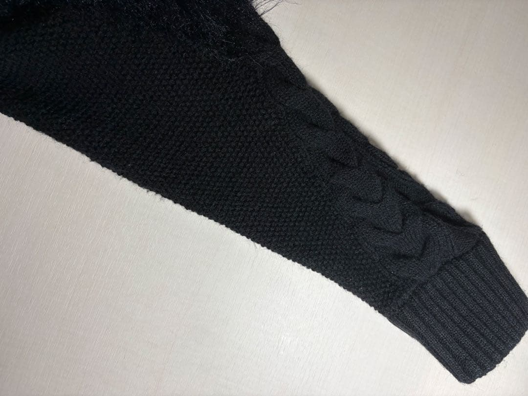 ケーブルシャギーミックスプライムオーバークルーネックニットプルオーバー