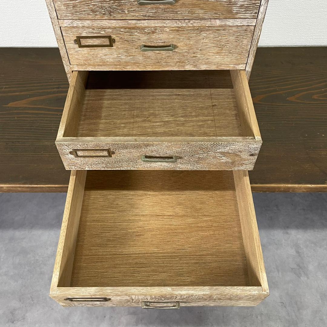 ヴィンテージ 小引き出し 4杯 ネームプレート付 白木 抽斗 収納箱 レトロ