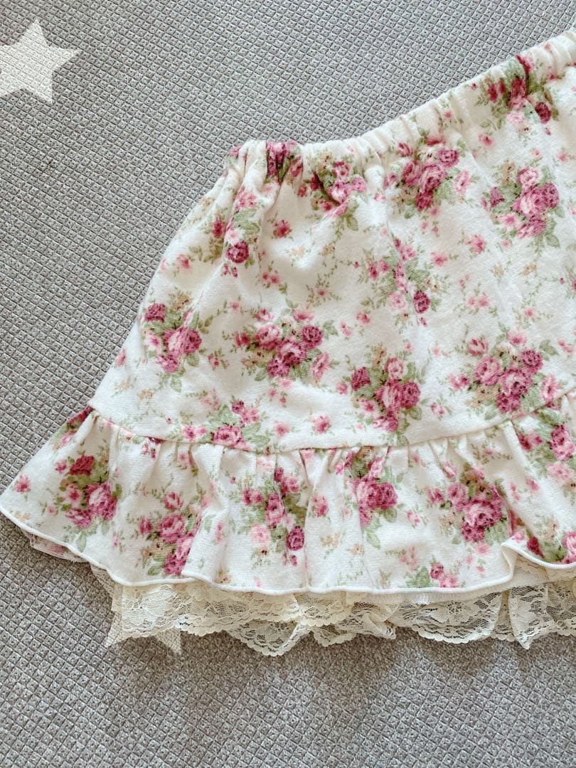 希少 リズリサ 平成 LIZ LISA 花柄スカパン ホワイト/ピンク　00 s