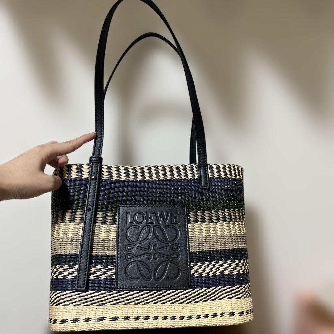 LOEWE カゴバック ネイビー 巾着付き