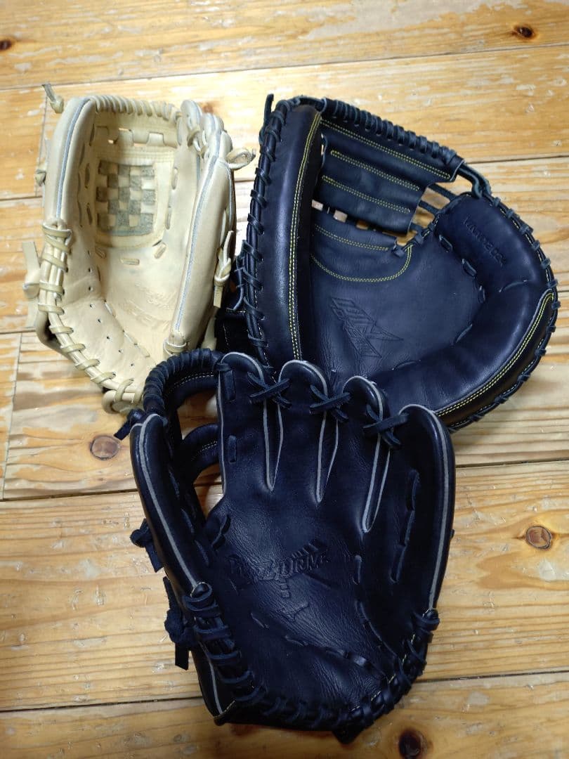 ミズノ・ゼット・SSK 軟式グローブ 右投げ 3点セット