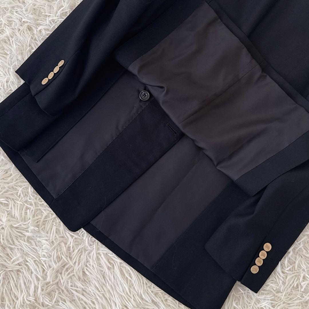 極美品 XL相当 バーバリー ブラック ブレザー ダブル テーラード 金ボタン