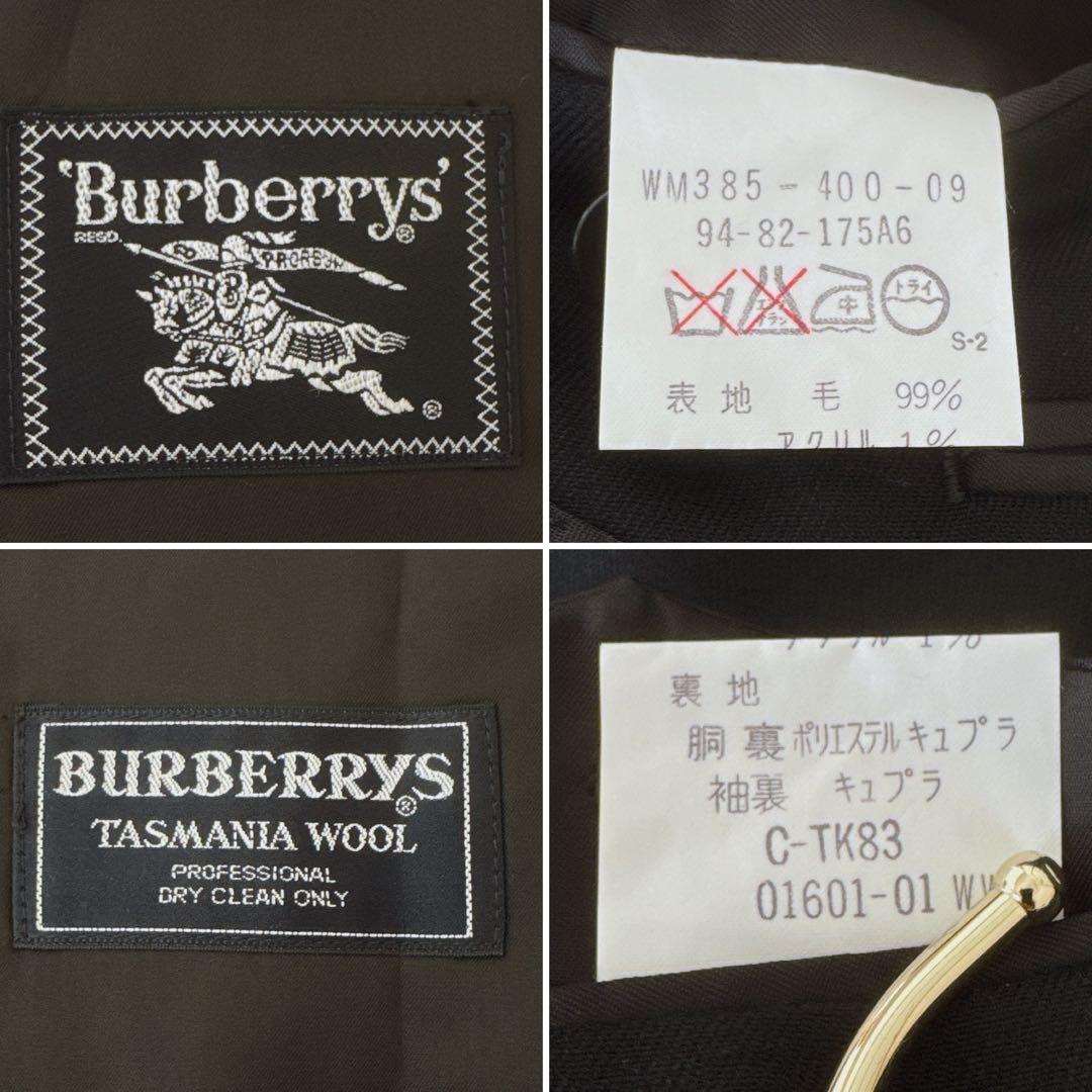 極美品 XL相当 バーバリー ブラック ブレザー ダブル テーラード 金ボタン