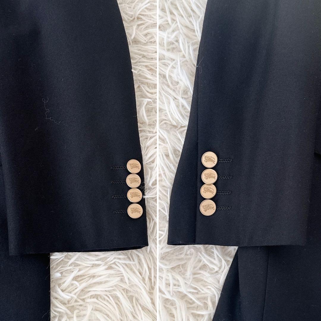 極美品 XL相当 バーバリー ブラック ブレザー ダブル テーラード 金ボタン