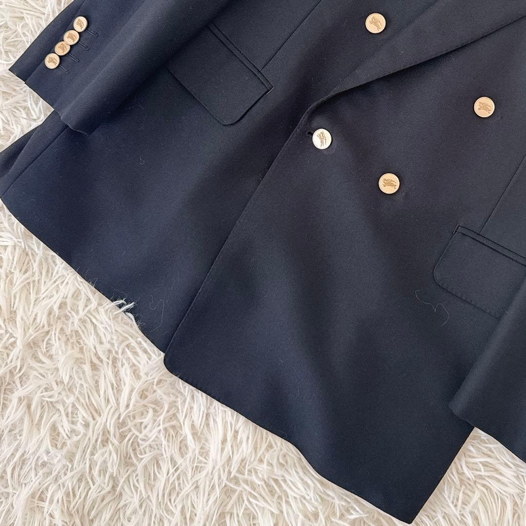 極美品 XL相当 バーバリー ブラック ブレザー ダブル テーラード 金ボタン