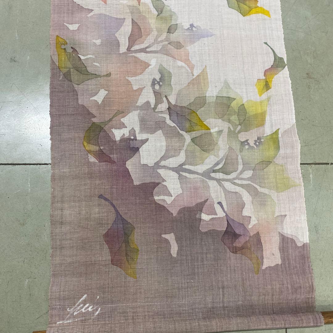 掛け軸　工房　かさ音　ろうけつ染め　染め物　麻