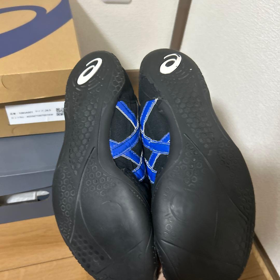 asics ボクシングシューズ ブラック/ブルー アシックスシューズ袋