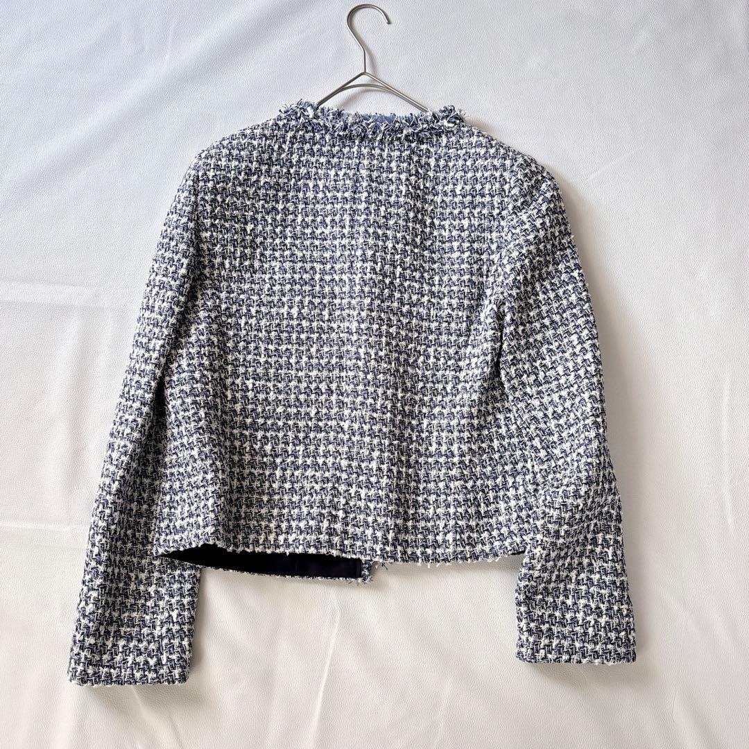 2024 ANAYI アナイ ミックスツイードノーカラージャケット フリンジ