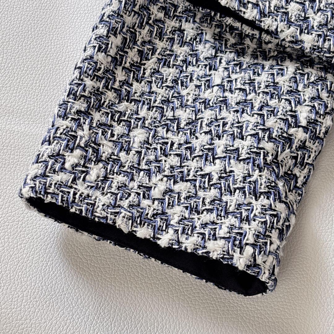 2024 ANAYI アナイ ミックスツイードノーカラージャケット フリンジ