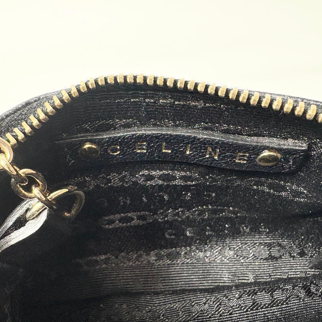セリーヌ　CELINE トリオンフ　レザー　ケース　キーチェーン付　黒.