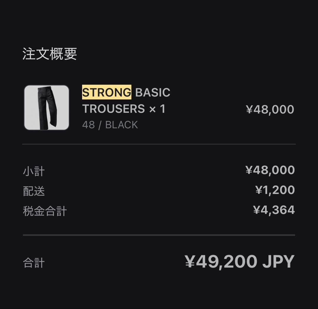 STRONG BASIC TROUSERS サイズ48
