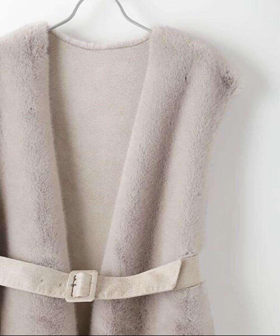 インゲボルグ 高級ジレ ロング マキシワンピ フェイクファー コート アウター