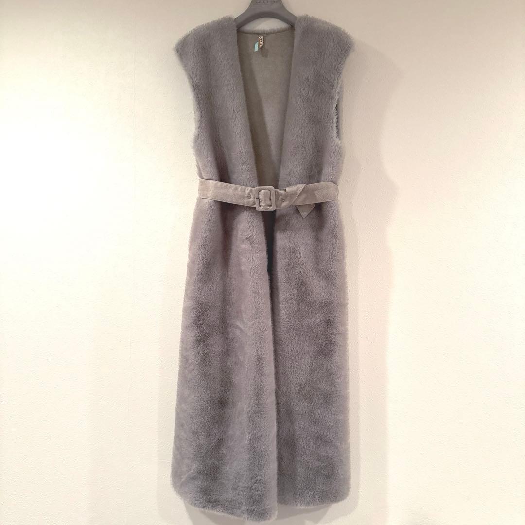 インゲボルグ 高級ジレ ロング マキシワンピ フェイクファー コート アウター