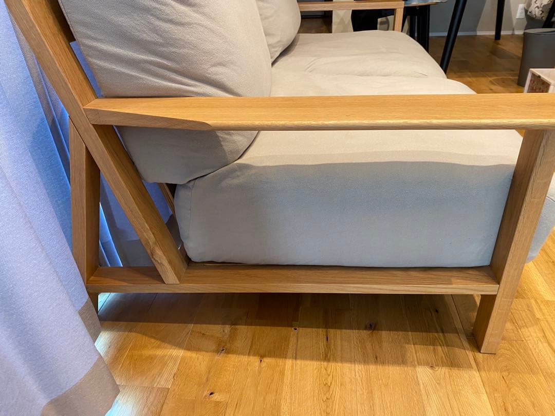 無印ソファ本体木製フレーム　フェザーポケットコイル２．５シーター